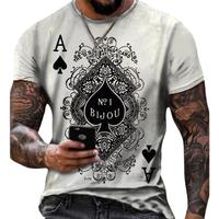 Summer New Poker Series Spades a Printed T-shirt Men's Personality Casual Street Sports Sublimation T-shirt