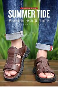 Sandalias de Playa para Hombre, de Cuero Genuino, con Suela de TPR, Resistentes al Desgaste, Antideslizantes, Impermeables, Ligeras y Transpirables - Product Image 6