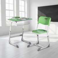 Ensemble bureau et chaise pour étudiant, avec chaise ergonomique à dossier solide, mobilier scolaire réglable en hauteur