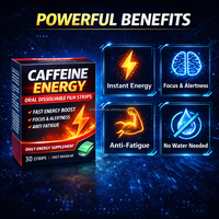 Bandes de film orales à dissolution rapide à la caféine pour un regain d'énergie rapide, une meilleure concentration, une vigilance accrue, un soulagement de la fatigue, un supplément énergétique quotidien, fabrication OEM