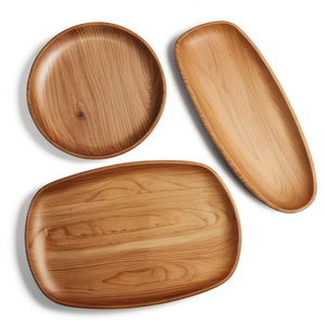 Bandeja y platos de madera de gran venta: Vajilla artesanal india, platos para aperitivos, platos de madera de la India para decoración. - Product Image 4