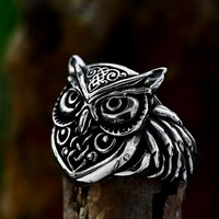 Bague hibou pour hommes en acier inoxydable rétro Animal titane acier bijoux Style nordique prêt à expédier