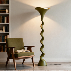 Lámpara de Pie Moderna de PETG con Diseño en Espiral, LED Blanco Frío, Control Táctil, Altura Ajustable, Pantalla Beige, Tamaño Grande para Decoración de Sala de Estar - Product Image 4