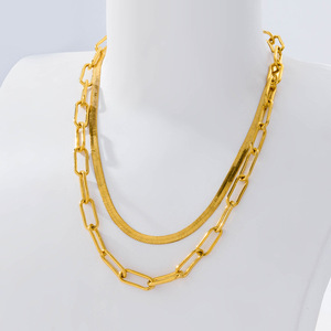 Collar de Cadena Plana Tipo Serpiente, Chapado en Oro de 18K, Joyería de Cobre y Acero Inoxidable con Cadena de Extensión Tanjing - Product Image 3