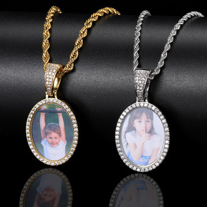 Colgante de Plata 925 con Marco Circular para Imagen Personalizada, Moissanita VVS, Estilo Hip Hop Bling, Pasa Prueba de Autenticidad, B2B - Product Image 3