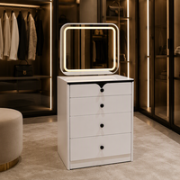 Coiffeuse moderne en MDF avec miroir lumineux sur pied et armoire de rangement multifonction pour chambre à coucher
