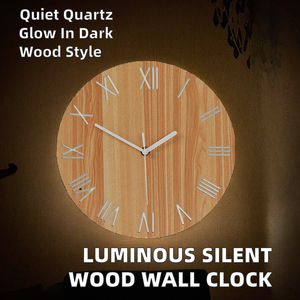 Reloj de Pared Moderno de Diseño Simple con Movimiento Silencioso de Cuarzo, Esfera de Madera y Agujas Luminosas - Decoración para Hogar, Oficina o Cabaña con Brillo en la Oscuridad - Product Image 2