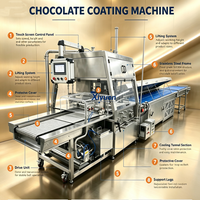 Grande machine à enrober les glaces congelées au chocolat, pour la fabrication de mélange de morceaux de noix, destinée aux usines de transformation d'aliments et de boissons froides