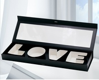 Boîte cadeau rigide rectangulaire haut de gamme de la marque BZ pour la Saint-Valentin, avec la déclaration « Je t'aime », en velours, estampage à chaud, personnalisable, lettre de 2 cm
