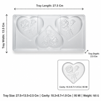 Moule à chocolat en polycarbonate en forme de cœur, 3 cavités, 95 ml, qualité alimentaire, transparent, facile à démouler, pour bonbons DIY, Saint-Valentin