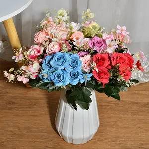 Grandi teste di fiori artificiali di seta colorata fiore artificiale all'ingrosso fiore di rosa per la decorazione di nozze