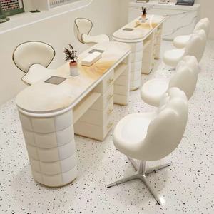 Mesas de Manicura de Mármol para Salón de Uñas con Luz, Estación de Arte de Uñas, Mesa de Manicura con Colector de Polvo - Product Image 2