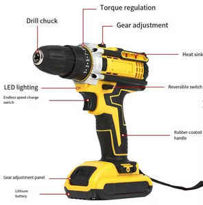 Vente en gros 20V Ensembles d'outils de perceuse à percussion Batterie au lithium rechargeable Jeu de tournevis Perceuses sans - Product Image 5