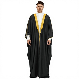 Túnica Personalizada para Hombre, Manga Larga, Bordada, Estilo Kaftan Abaya Marroquí, Largo hasta el Tobillo, Túnica Islámica de Poliéster, Tallas Grandes - Product Image 2
