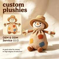 Boneka Jerami Penangkal Hama 30cm OEM dengan Topi Anyaman, Gaya Pedesaan, Maskot Kustom Pabrik