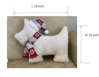 Nouvel arrivage Offre Spéciale joyeux noël chapeau écharpe décoration fourrure duveteuse attrayant oreiller de luxe en forme de chien coussin
