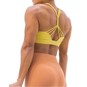 Soutien-gorge de sport pour femme léger, respirant, à séchage rapide, à maintien élevé, extensible, doux, avec contrôle ferme et design torsadé, pour la course, le yoga et le fitness - Product Image 1