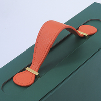 Boîte cadeau rigide pliable personnalisée, design bicolore, couvercle à charnière, boîte de rangement pliable avec poignée en cuir PU