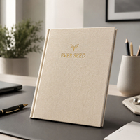 Cuaderno con Tapa Dura de Tela con Hojas Doradas, Grabado en Relieve, con Encuadernación Cosida, Logotipo Personalizado, Impresión UV para Escribir