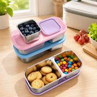 Ensemble de récipients à sauce mignons en acier inoxydable 304, avec couvercle anti-fuite, contrôle des portions, sans BPA, pour boîte à bento, accessoire OEM personnalisé
