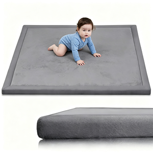 Tapis de jeu pour tout-petits en peluche douce personnalisé en usine, moderne, écologique, en polyester gris, pour salon, salle de jeux, chambre à coucher, meubles pour enfants - Product Image 1