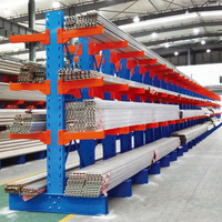 Étagère cantilever robuste en acier laminé à froid 5 niveaux pour le stockage en entrepôt de tuyaux en acier, barres, profilés, bois, pneus et pièces automobiles, longue