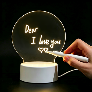 Acrylic Writable <b>Message</b> <b>Board</b> LED Night Light, Erasable Note <b>Board</b> Lamp Custom Gift for Home Decor - Product Image 1