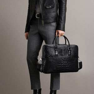 Bolso de Mano de Cuero de Cocodrilo Siamés para Hombre, Bolso de Negocios de Cuero Genuino, Maletín de Cuero Genuino de Gran Capacidad - Product Image 2