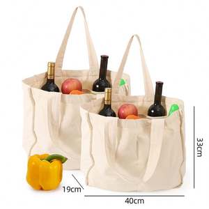 Venta al por mayor reutilizable reciclado y lona bolsa de algodón bolsa de compras con asa de lona Doble - Product Image 2