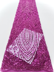 Tissu de dentelle africaine NI.AI Aso Ebi, tissu de dentelle élégant, vente en gros de dentelle à sequins et à perles - Product Image 2