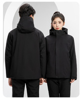 Blouson de travail unisexe 3-en-1 automne/hiver, coupe-vent, imprimé délavé, chaud, doublé polaire, avec capuche amovible