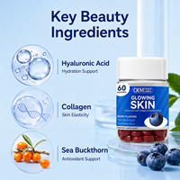 OEM Marque Privée Gummies Collagène Acide Hyaluronique Argousier Biotine Saveur Fruits Rouges Peau Éclatante 60