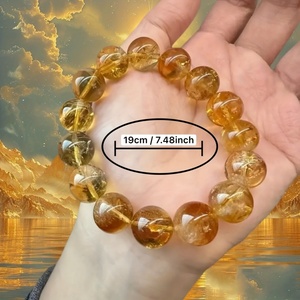 Cristal de citrine (jaune kumquat) pour bracelet, quartz et perle élégants pour hommes et femmes, bracelets en cristal naturel, cadeau - Product Image 4