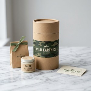 Emballage de soins de la peau naturels, boîte cylindrique en papier kraft personnalisée pour les marques de produits de beauté biologiques et botaniques, logo personnalisé - Product Image 1