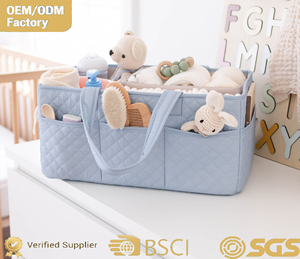 Grand sac à langer matelassé portable avec poignée en tissu et motif imprimé pour le rangement du lait pour bébé, sac de maman en polyester - Product Image 1