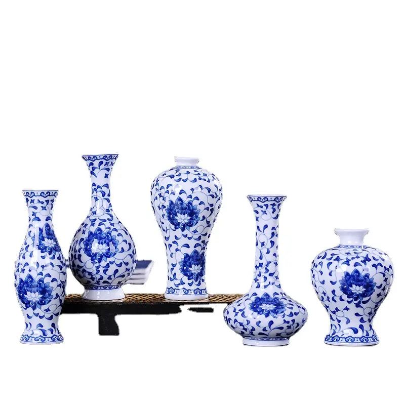 Retro Tisch dekoration Tee Zeremonie Blumenvase Chinesisches blaues und weißes Porzellan Mini Retro Hydro ponik Blumenvase