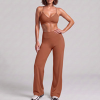 Ensemble de yoga anti-transpiration avec soutien-gorge push-up et pantalon droit sans dos, tenue de sport pour femme