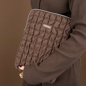 Puffy Laptop Sleeve Custom Quilted Chocolate <strong>iPad</strong> Sleeve <strong>Protective</strong> Brown Tech <strong>Case</strong> <strong>for</strong> 11 Inch <strong>iPad</strong> &amp; Tablets - Product Image 2
