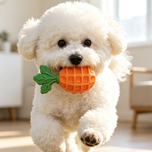 Silicone Squeaky <b>Dog</b> Chew Toy Carrot Shape <b>Treat</b> Dispenser <b>Ball</b>, Interactive Pet Toy No Batteries <b>for</b> Boredom Relief - Product Image 3