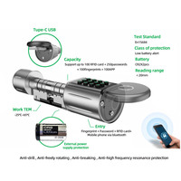 Alexa Tuya Ttlock IP66 Cerraduras de puerta de cilindro inteligentes a prueba de agua para puerta de vidrio de acero de madera Tarjeta de memoria Datos Conectividad Wi-Fi