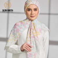 Vente en Gros de Prière Musulman Pour Femme Voile de Coton Foulard Malaisien Imprimé Fleur Pashmina Robe Hijabs Femmes Musulmanes