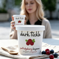 Vente en gros de bols à crème glacée en papier biodégradable de qualité alimentaire, écologiques, jetables, à paroi simple, avec couvercle et cuillère