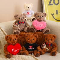 Groothandel 20cm Superzachte Pluche Teddybeer met Rozenhoed, Rozenbloem, 'Ik hou van jou' Pluche Teddybeer voor Valentijnsdag