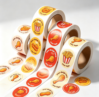 Étiquettes autocollantes personnalisées en vinyle holographique résistant à l'huile pour emballages alimentaires, rouleaux de logos pour boîtes à emporter de restaurants, burgers, frites, snacks, autocollants de marque