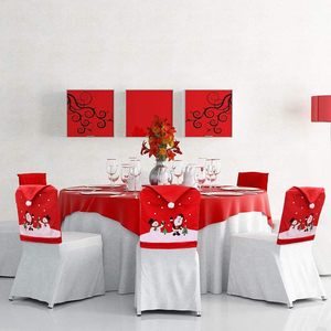 MSQ 4 pz fodere per sedie da pranzo natale babbo natale pupazzo di neve rosso cappello festivo per sedie - Product Image 6