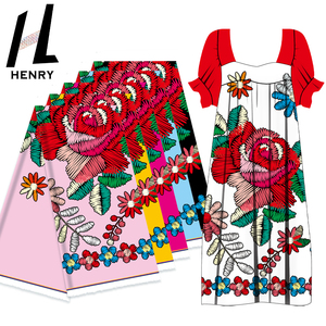 Henry Factory New Design Nice Red Rose Simple Pattern Print Fabric per abito Islander - Product Image 1