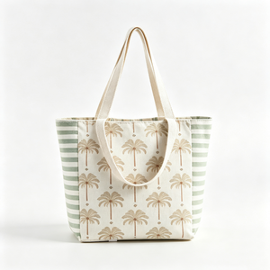 Customized Vintage Floral <b>Canvas</b> Tote Bag, Red Flower Print Shoulder Tote, Striped Side <b>Canvas</b> <b>Handbag</b> - Product Image 2