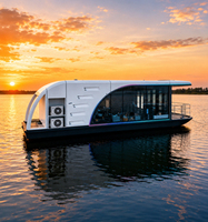 Maison-bateau capsule spatiale FH23 sur l'eau 23/30/40 ㎡   Option pour 2 à 8 personnes : solutions tout-en-un pour l'eau et l'électricité