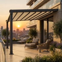 Pergola pliante en tissu imperméable avec option d'éclairage LED intégré, directement de l'usine, pour villa, patio et terrasse