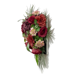 <b>Artificial</b> Burgundy Rose <b>Bouquet</b> Decorative Floral Arrangement with Mixed Flowers and Green Foliage Home Decor Wreaths and Swags - Product Image 5